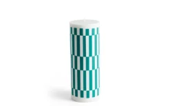 Column Blockljus Large Light Grey & Green