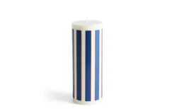 Column Blockljus Large Off White Brown & Blue