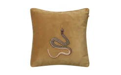 Embroidered Cobra Velvet Kuddfodral Masala Yellow
