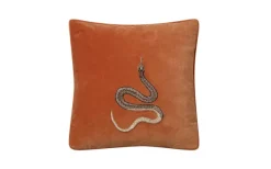 Embroidered Cobra Velvet Kuddfodral Orange