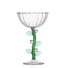 Optical Champagne Bowl Pink Flower Glas