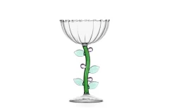 Optical Champagne Bowl Pink Flower Glas